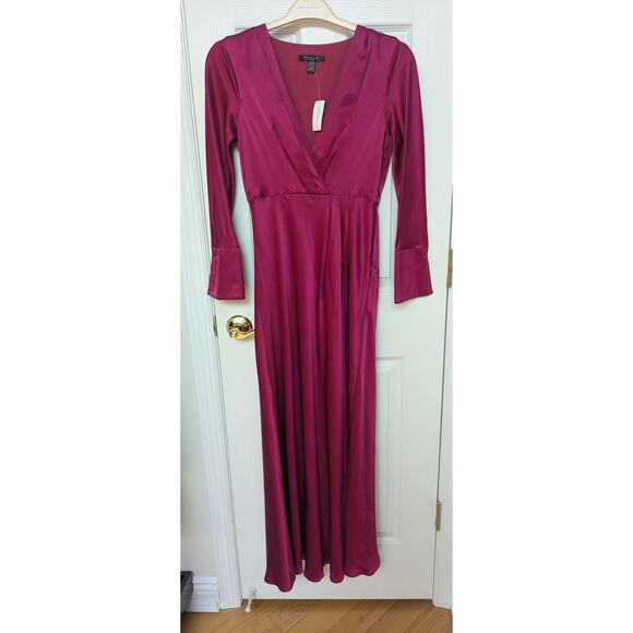 Banana Republic Dress Size 4P Etude 100% Silk Maxi Berry Pink Fuchsia NWT - Picture 3 of 16